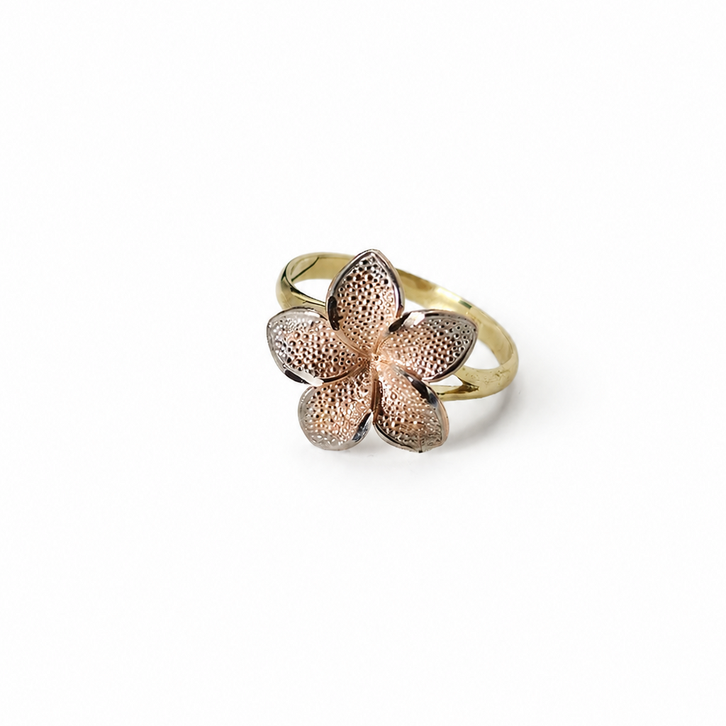 Anillo Flor Rosada de Oro 10K