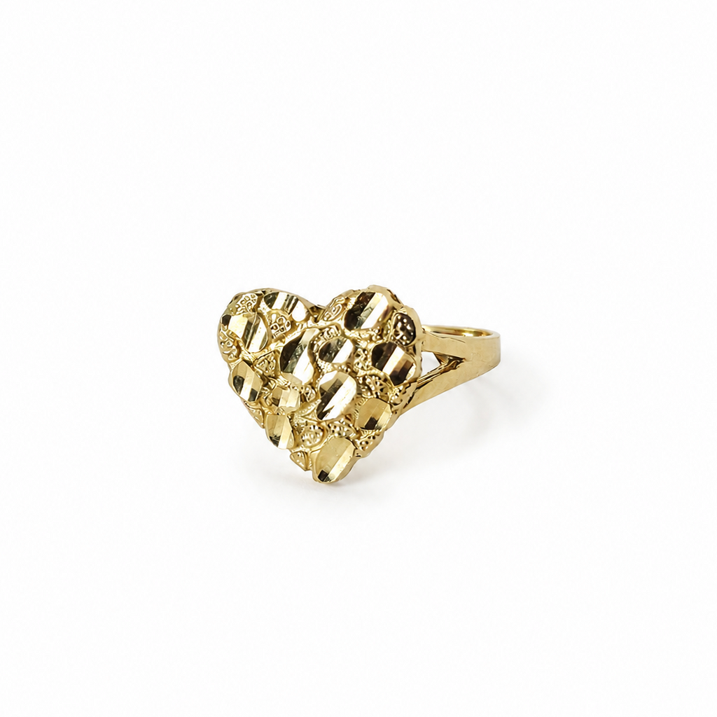 Anillo Corazón Nugget de Oro 10K