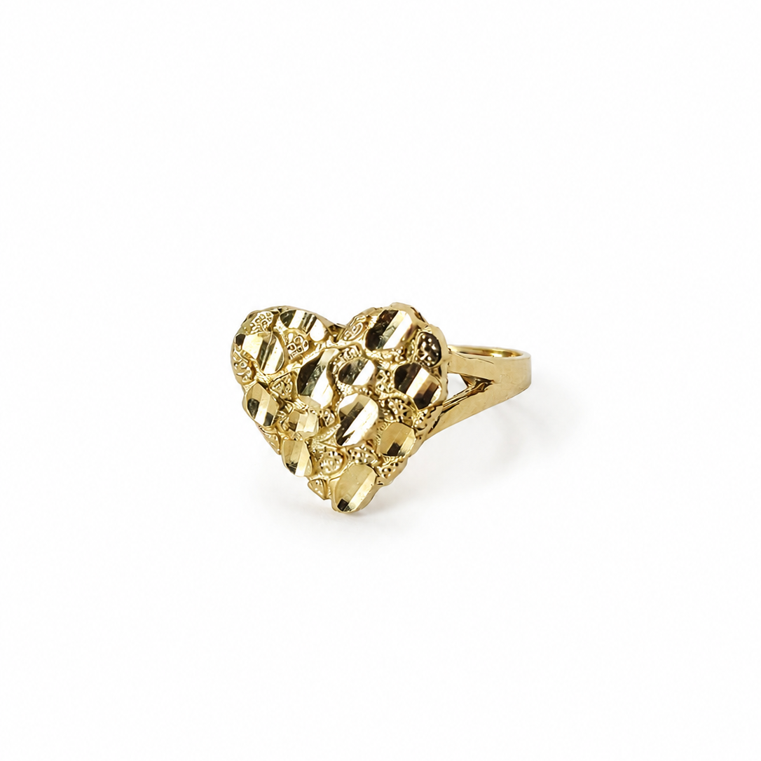 Anillo Corazón Nugget de Oro 10K
