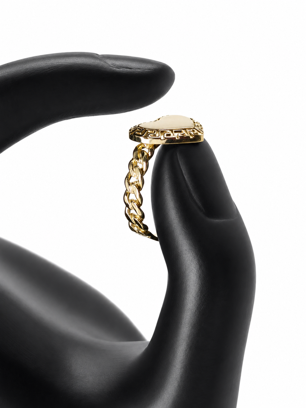 Anillo Corazón Greca Dorada de Oro 10K