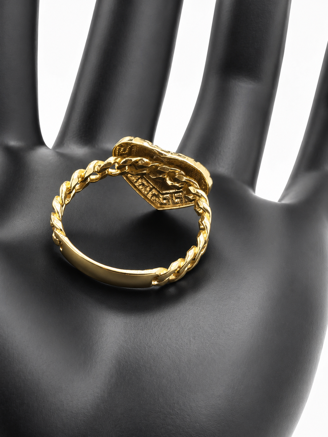 Anillo Corazón Greca Dorada de Oro 10K