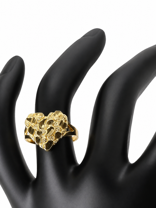 Anillo Corazón Nugget de Oro 10K