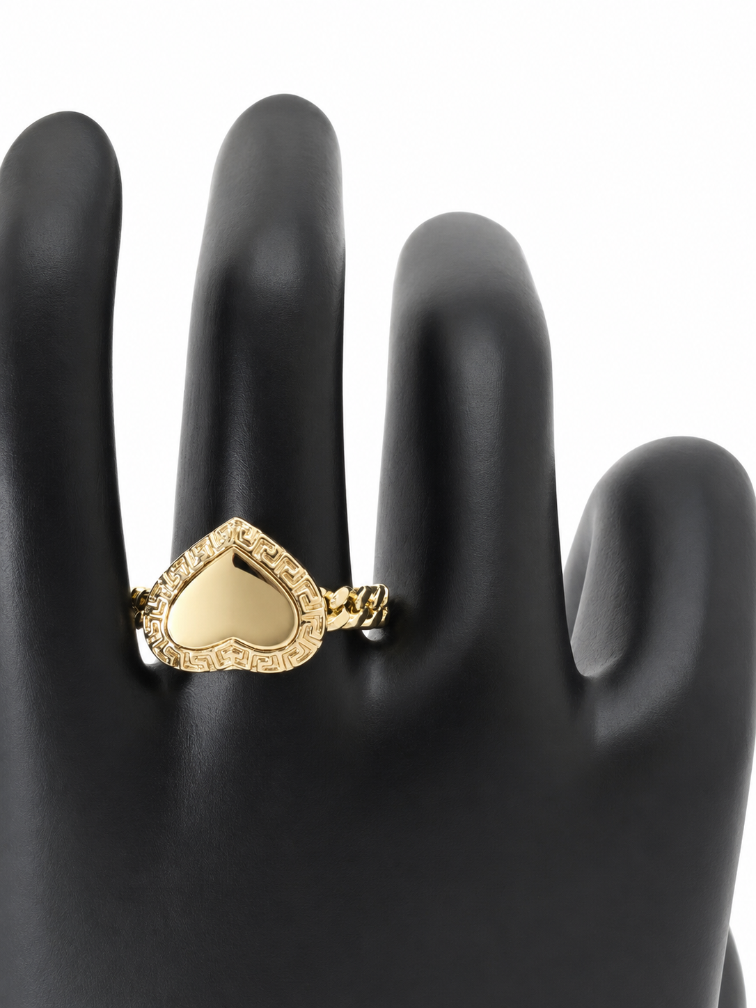 Anillo Corazón Greca Dorada de Oro 10K