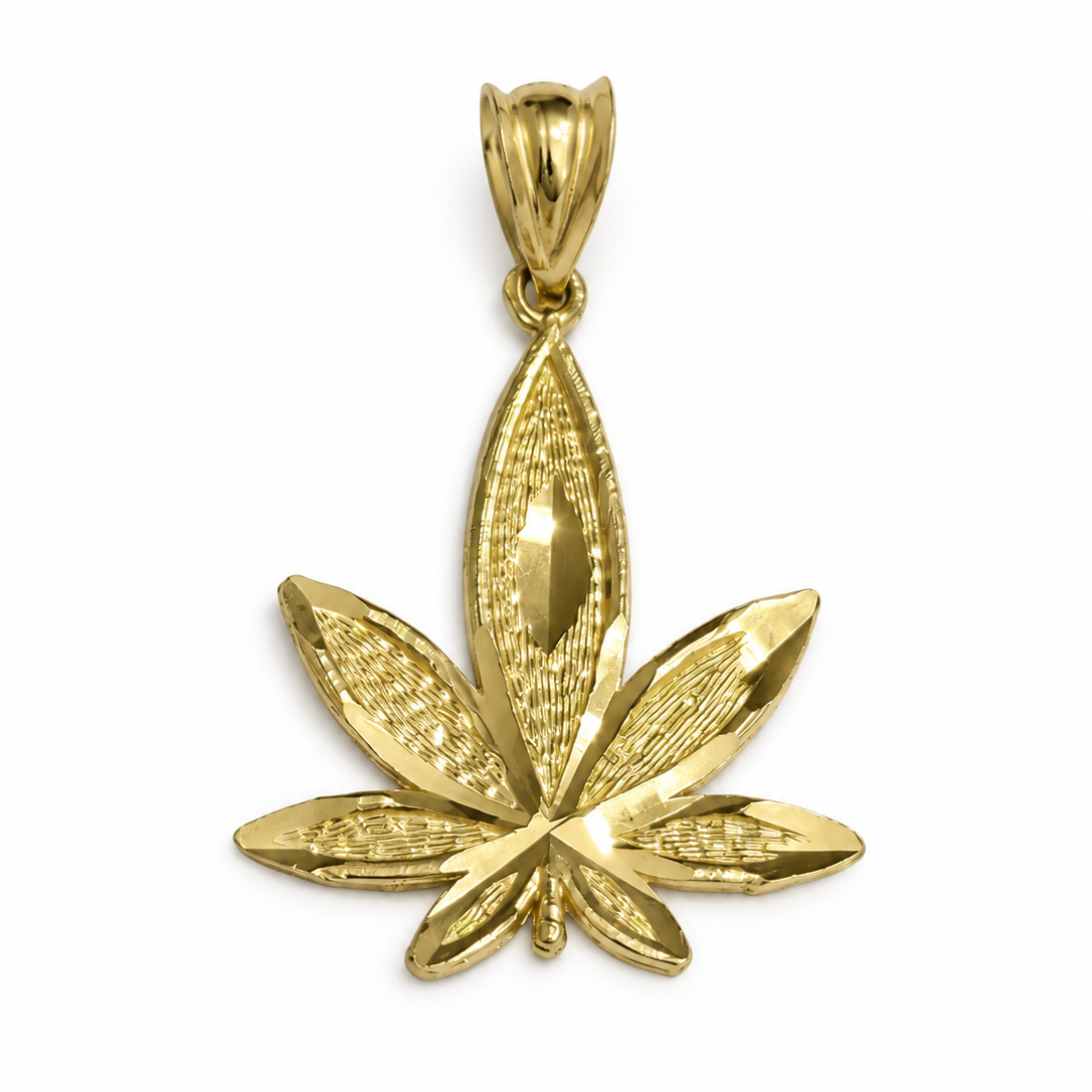 Hoja de cannabis en oro 10K