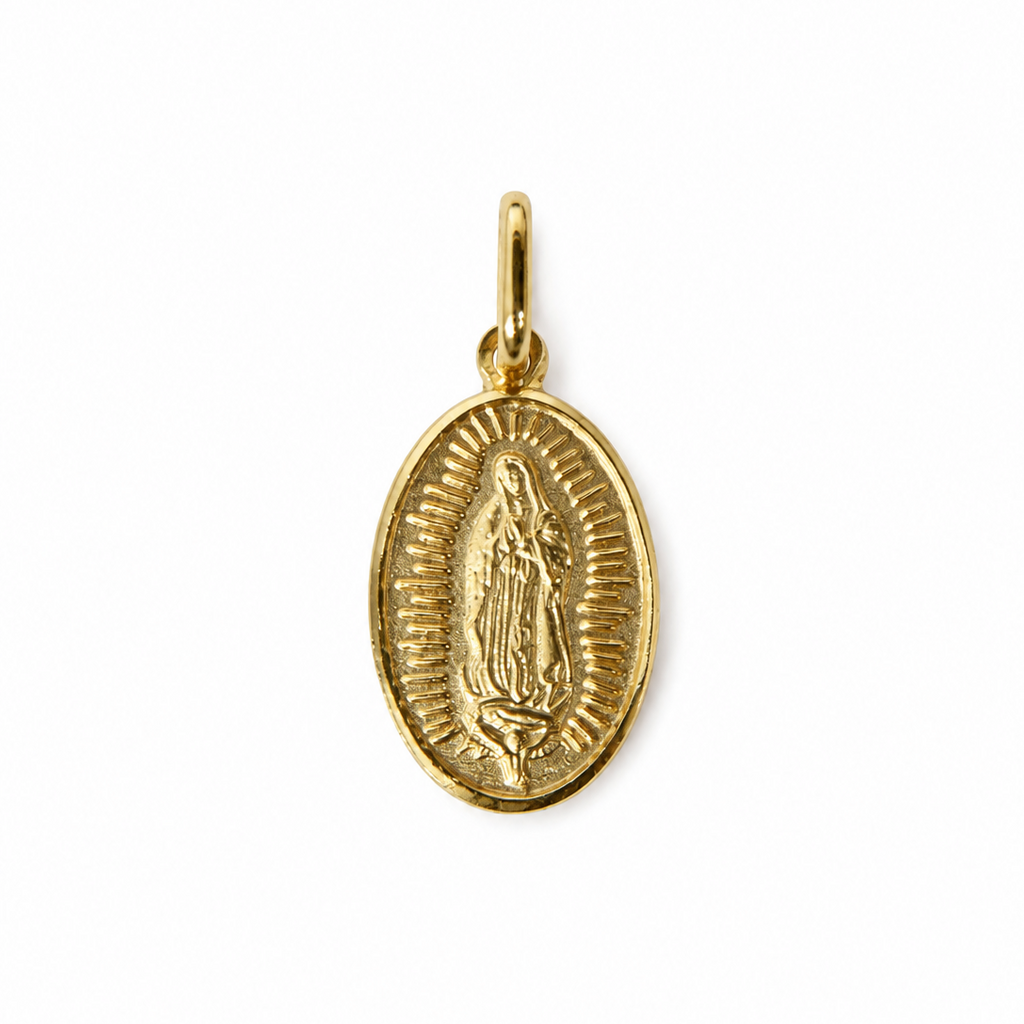 Medalla Ovalada de la Virgen de Guadalupe en Oro 10K