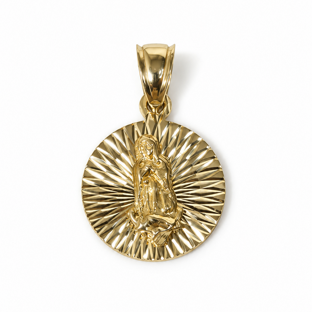 Medalla Redonda de la Virgen de Guadalupe en Oro 10K