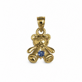 Osito con corazón azul en oro 10K
