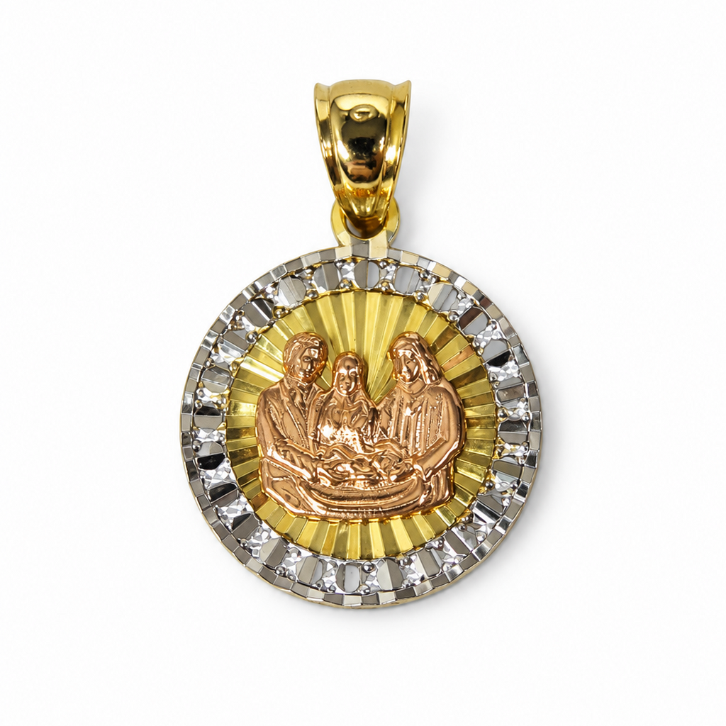 Medalla Tricolor de la Sagrada Familia en Oro 10K