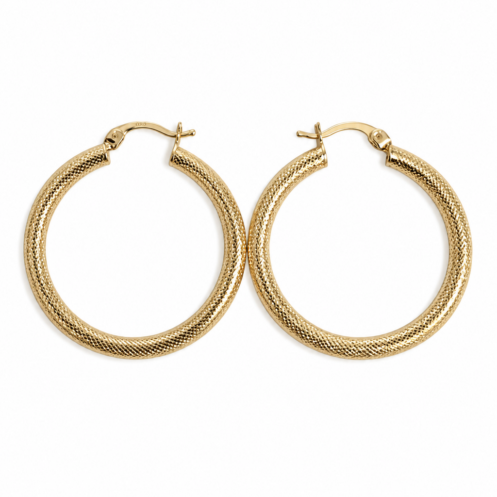 Argollas Brillo Texturizado de Oro 10K