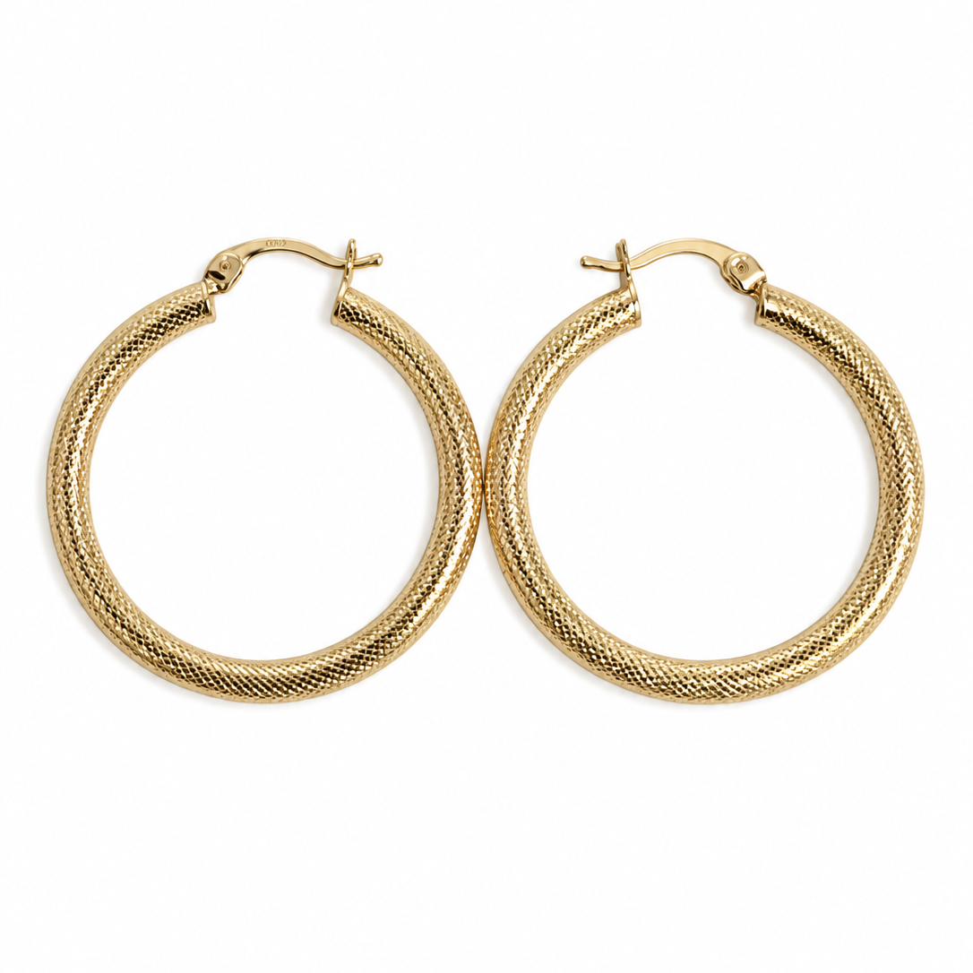 Argollas Brillo Texturizado de Oro 10K