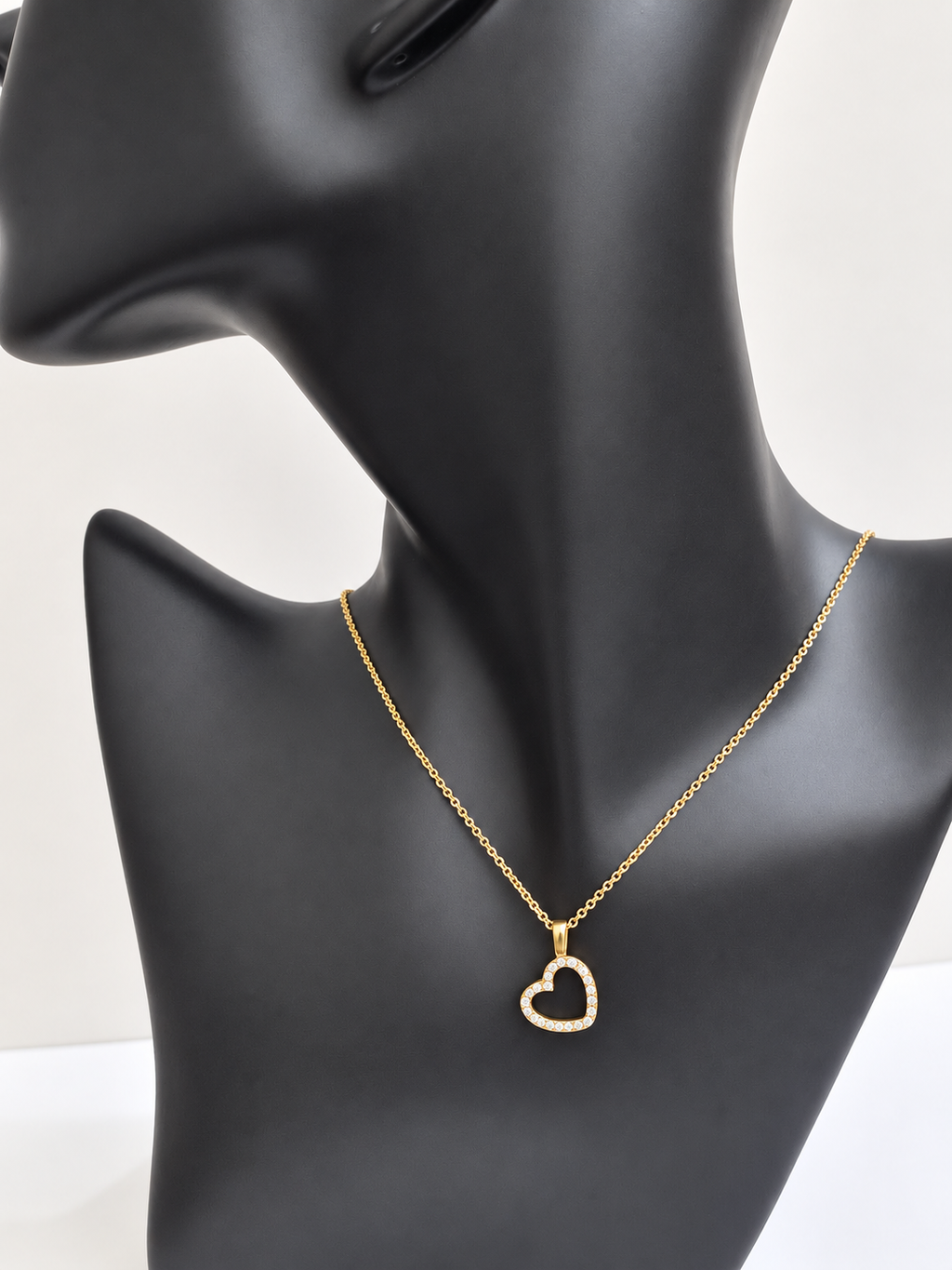 Cadena cable con corazon de circonias 10K