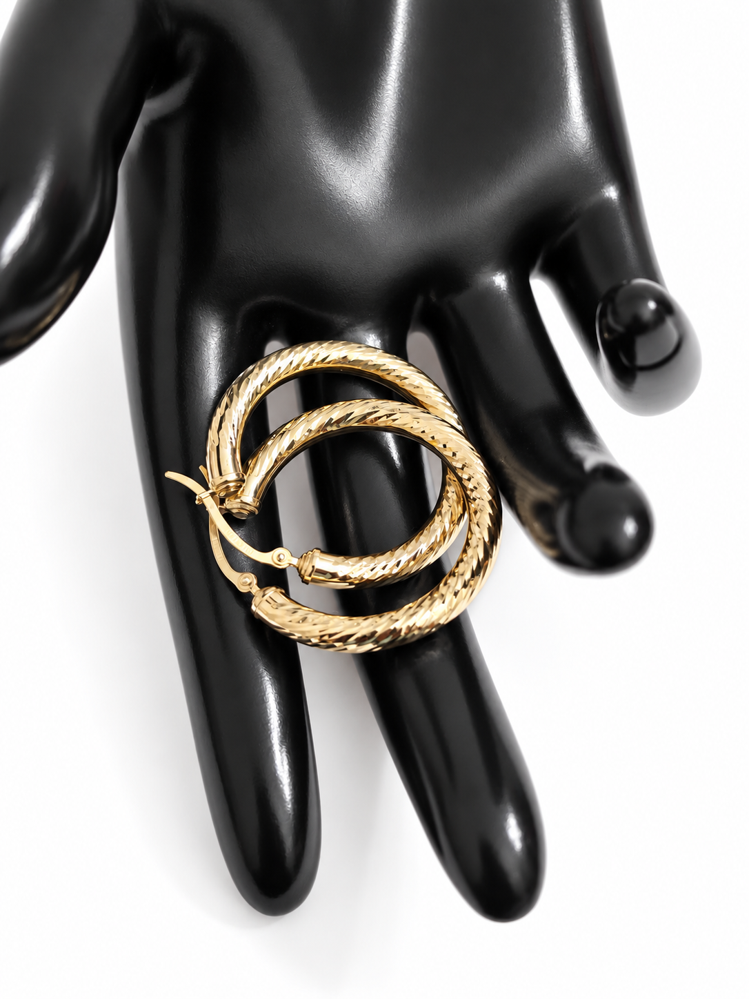 Argollas Destello Diamantado de Oro 10K