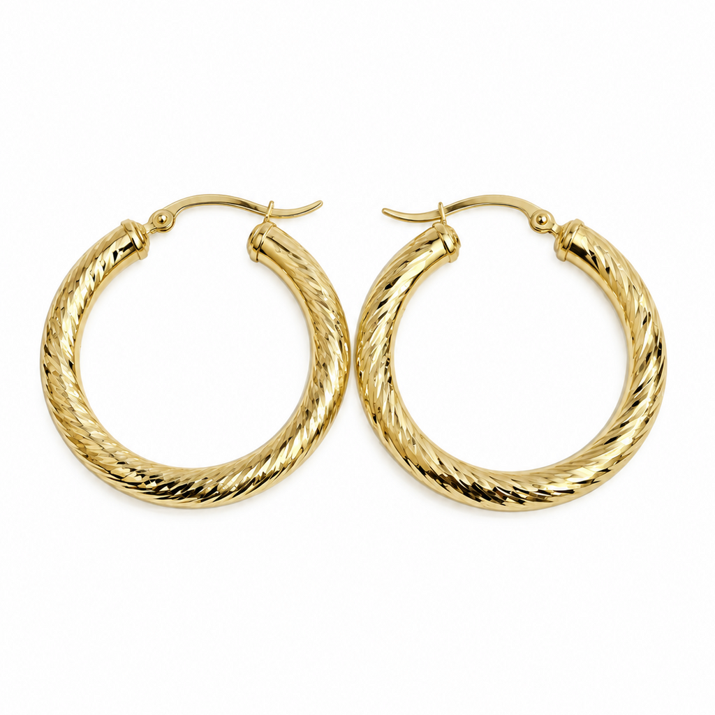 Argollas Destello Diamantado de Oro 10K