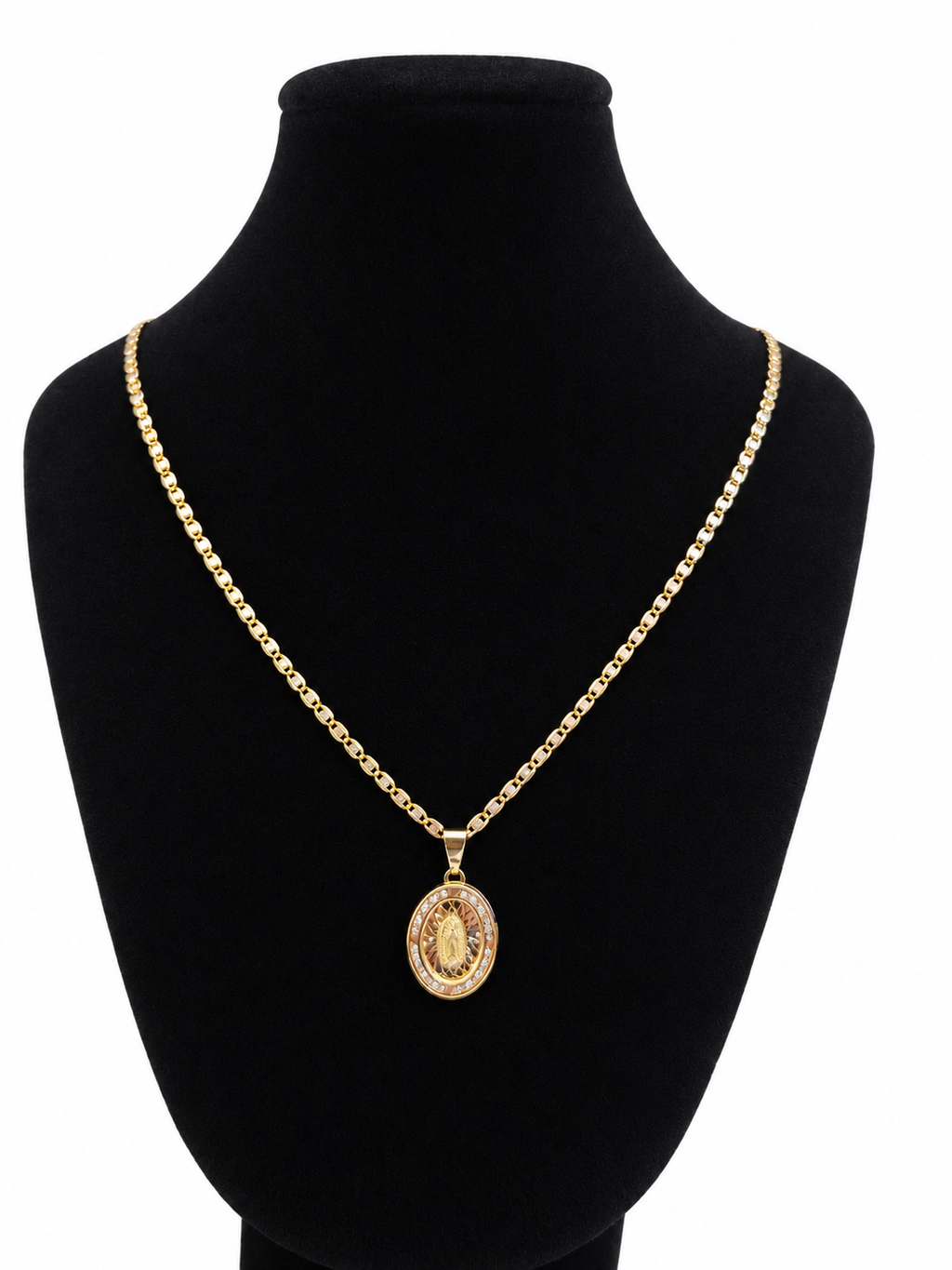 Virgen de Guadalupe con Cadena Valentino de Oro 10K