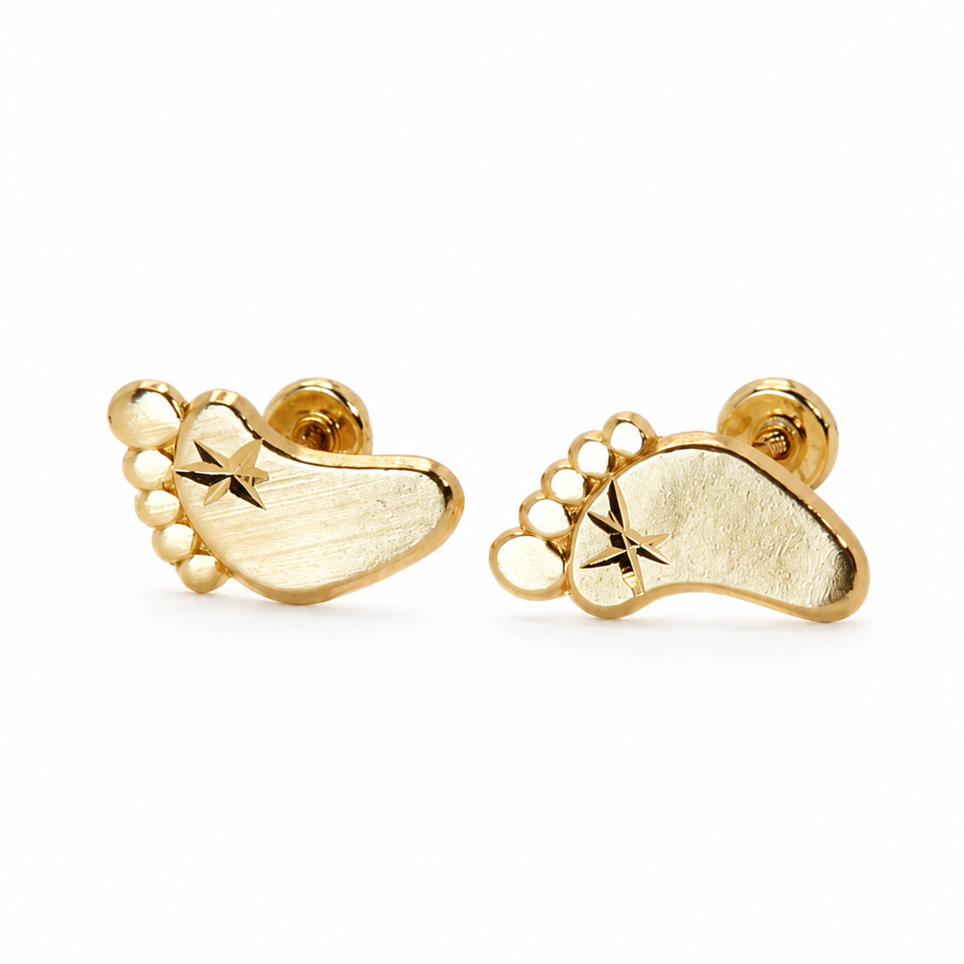 Aretes Huellitas Doradas