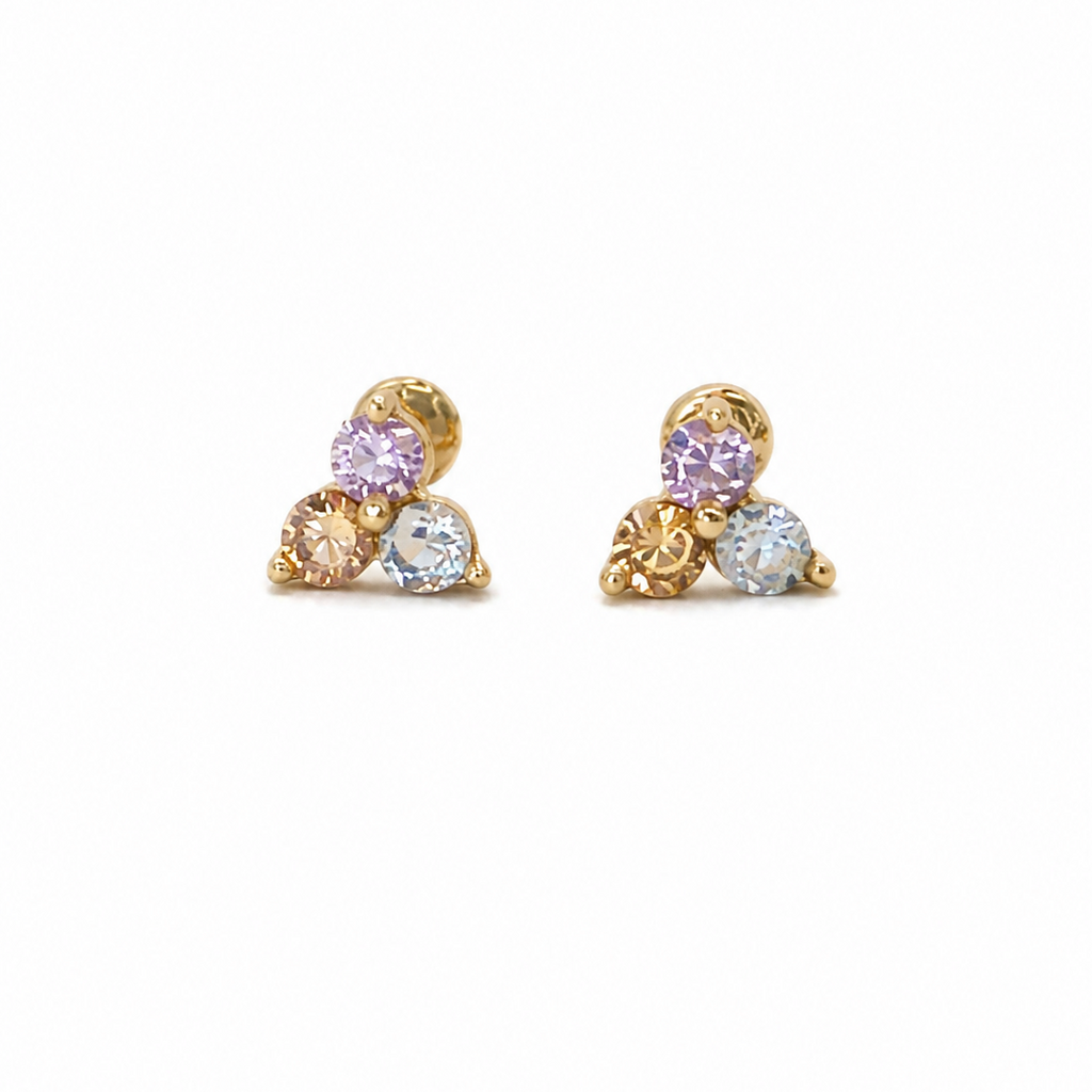Aretes Trío Pastel 10k