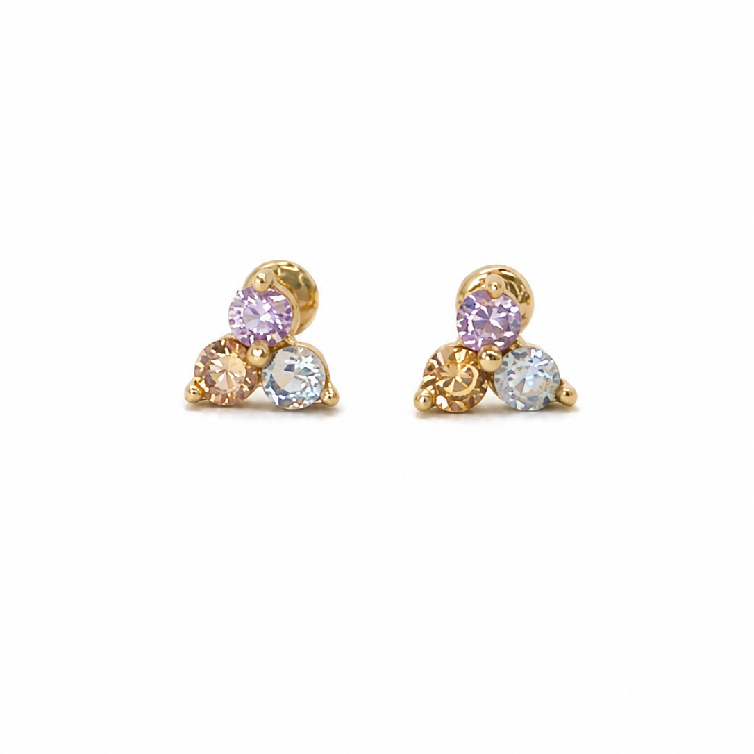 Aretes Trío Pastel 10k