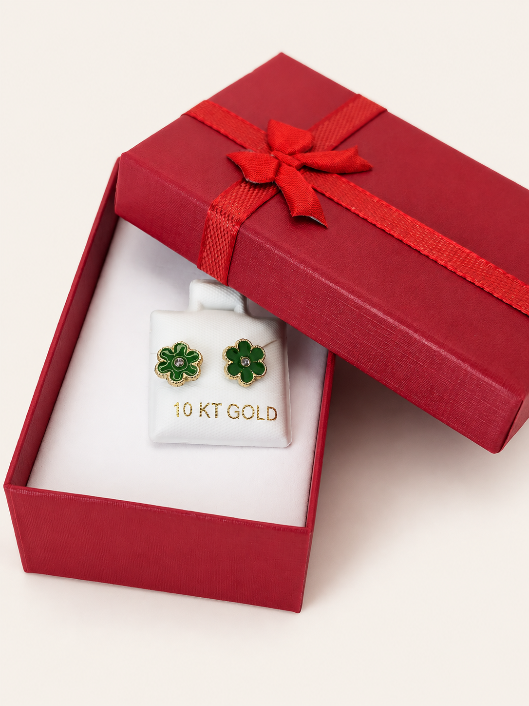 Aretes Flor Verde 10k